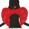 Alas de plumas rojas 60 x 50 cm – Complemento disfraz ángel o demonio Halloween y Navidad