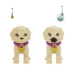 Barbie Adopta perritos Muñeca con vestido morado perritos mascota y accesorios para cuidarles juguet