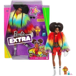 Barbie Extra Muñeca con Abrigo Arcoíris y Estilo Afro