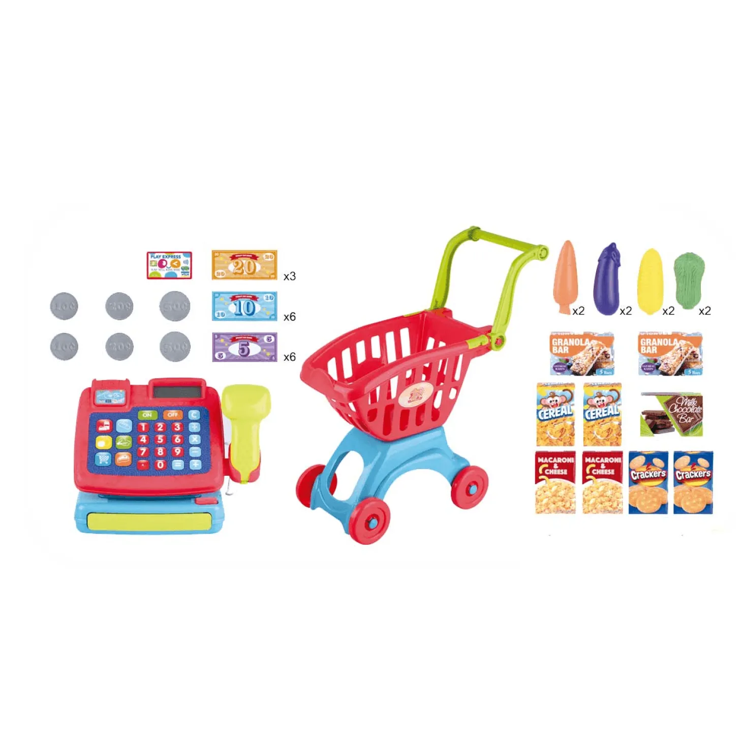 Caja Registradora y Carro de Compra Role Planet Juego de Imitación Hogar