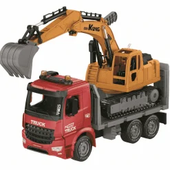Camión grúa con excavadora Juguete Motor Planet