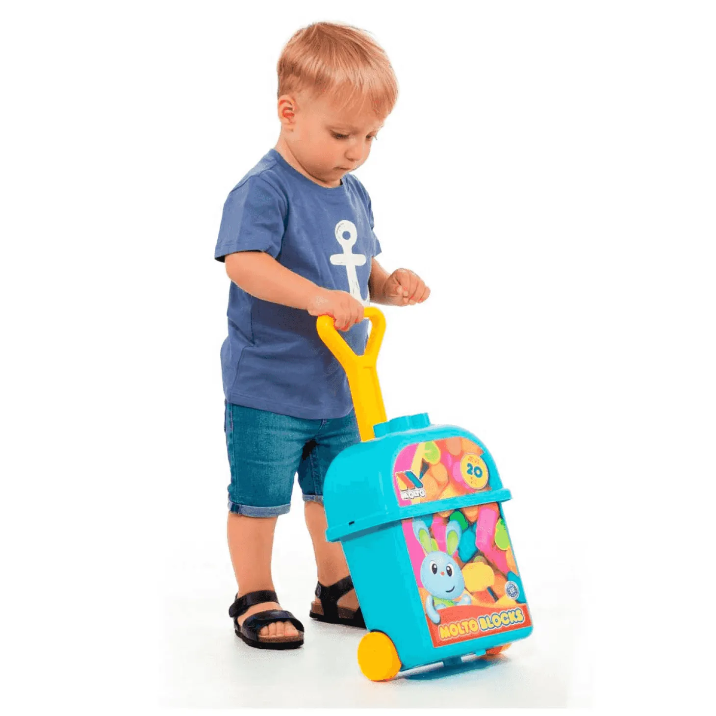 Carrito Con 20 Bloques Azul Molto