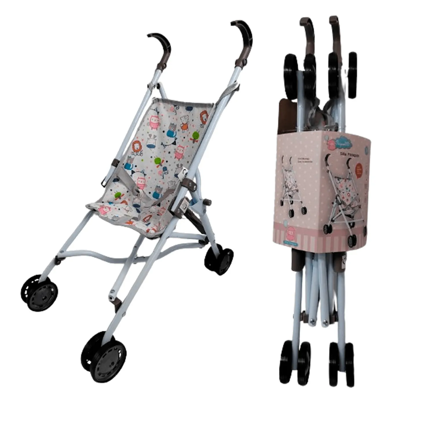 Carrito para muñecos PEQUEBEBE plegable