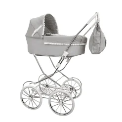 Carro de Muñecas Clásico Capota Gris con Bolso Arias