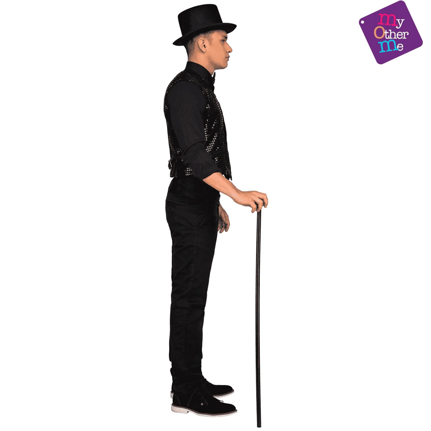 Chaleco Chaqué showman color negro para disfraz talla ML