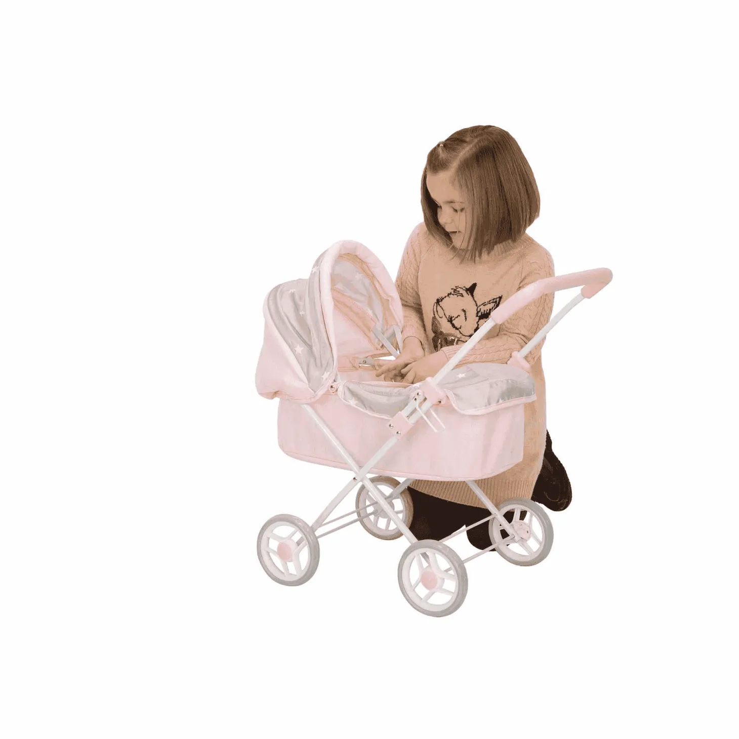 Coche de Muñecas con capota Emma 35x61x60 cm (Altura manillar: 57 cm)