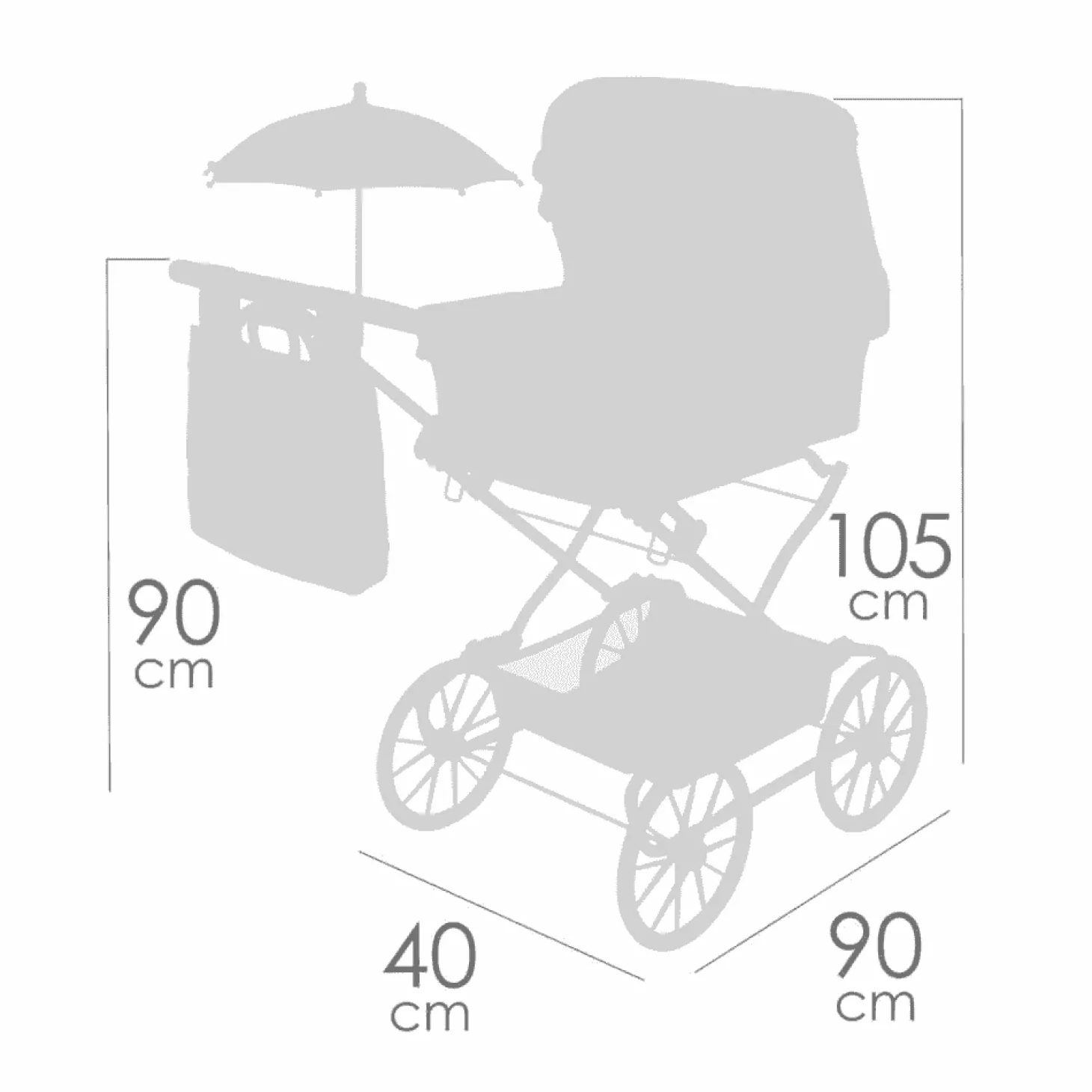 Coche de Muñecas 'Reborn' Plegable con Sombrilla y Suspensión De Cuevas