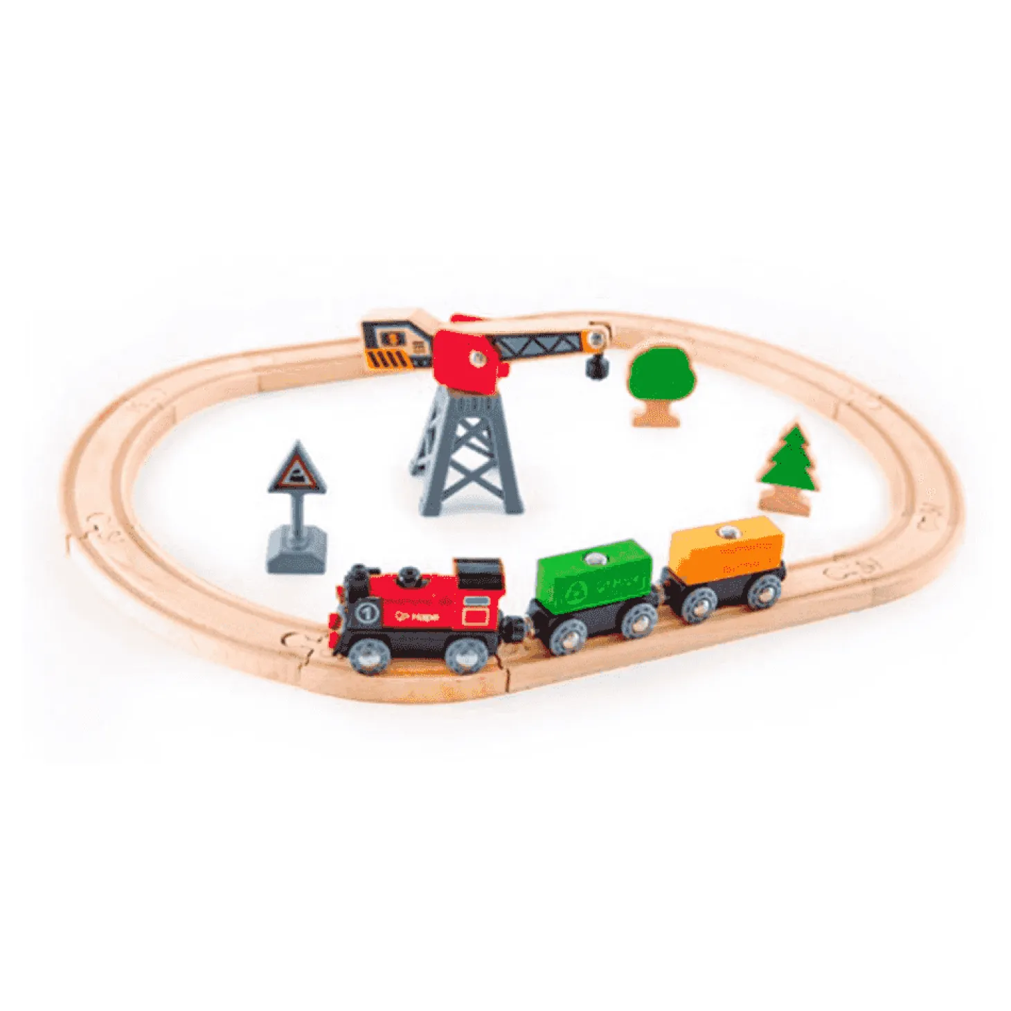 Conjunto de vías para ampliar circuitos de tren de madera (Eurekakids)