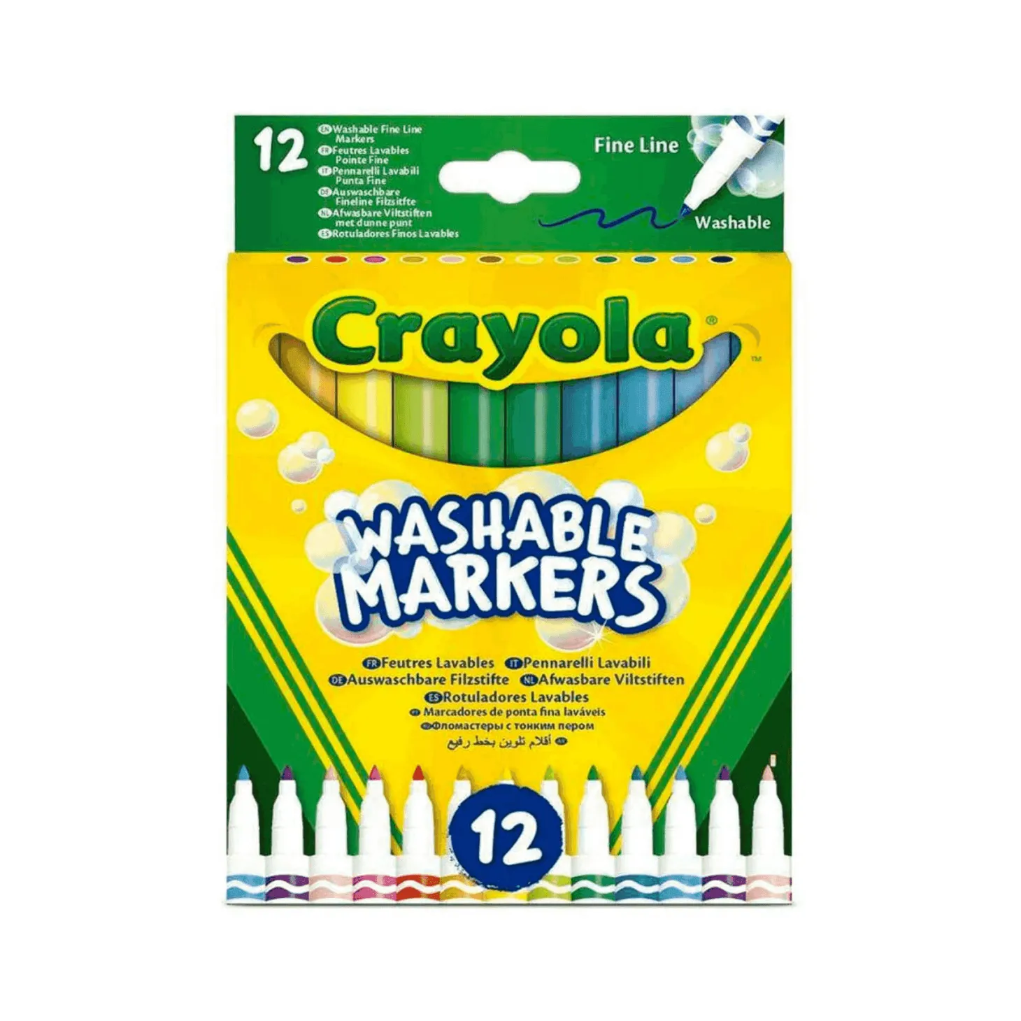 Crayola 12 Rotuladores Super Lavables de Punta fina