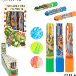 Dino World Mini Dino Set De Ceras Tricol