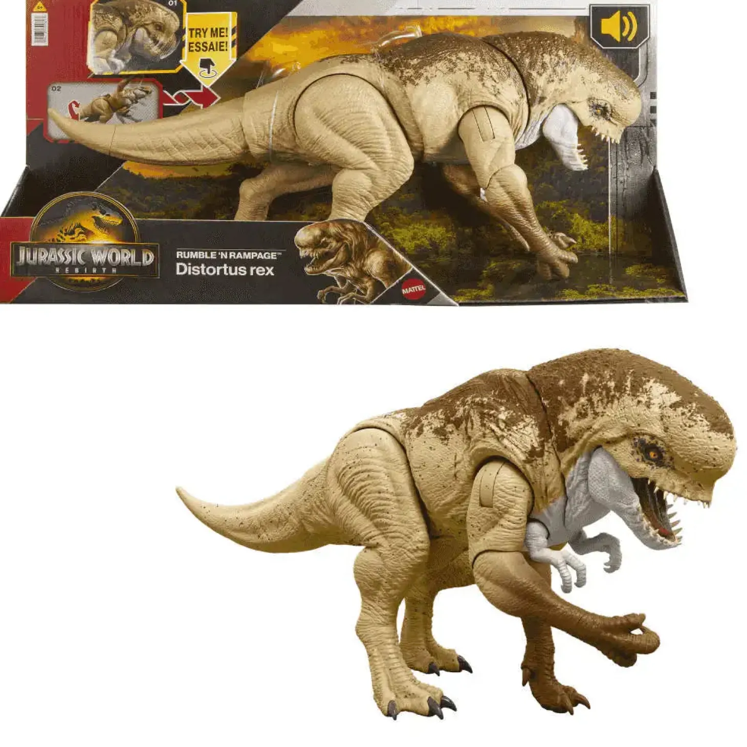 Dinosaurios Distortus Rex de la colección Furia retumbante de “Jurassic World: El Renacer”,