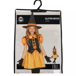 Disfraz Bruja Calabaza Purpurina Infantil T. 3-4