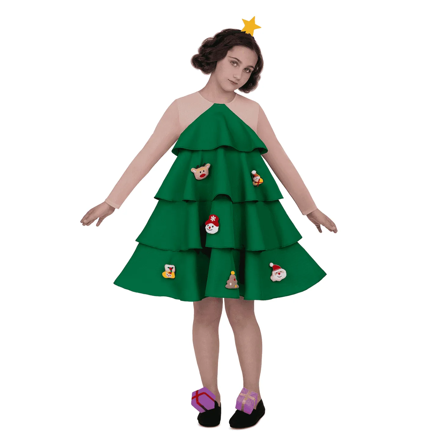 Disfraz de Arbolito de navidad de luxe 5-6 años infantil