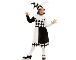 Disfraz de Arlequina b/n 5-6 años niña infantil