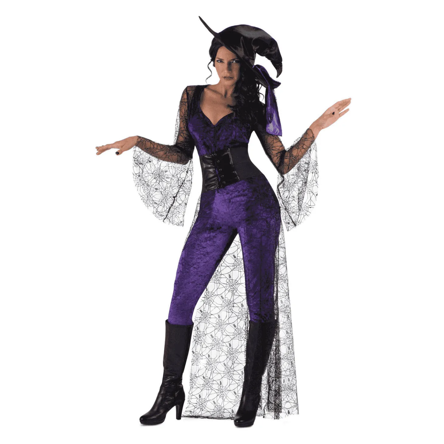 Disfraz de Bruja del aquelarre morada adulto talla L