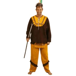 Disfraz De Indio Adulto Marron Y Albero