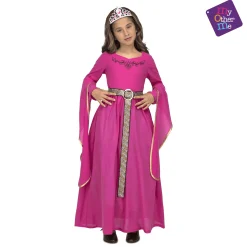 Disfraz de Princesa medieval rosa 5-6 años infantil
