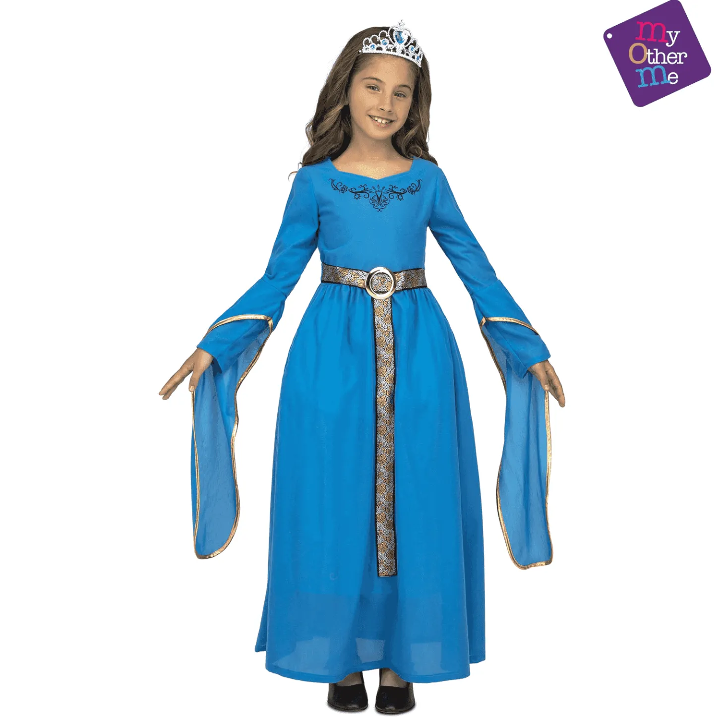 Disfraz de Princesa medieval azul 7-9 años infantil