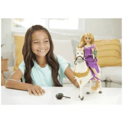 Disney Princess Rapunzel y Maximus Muñeca princesa con caballo de juguete 3 años (Mattel HLW23)