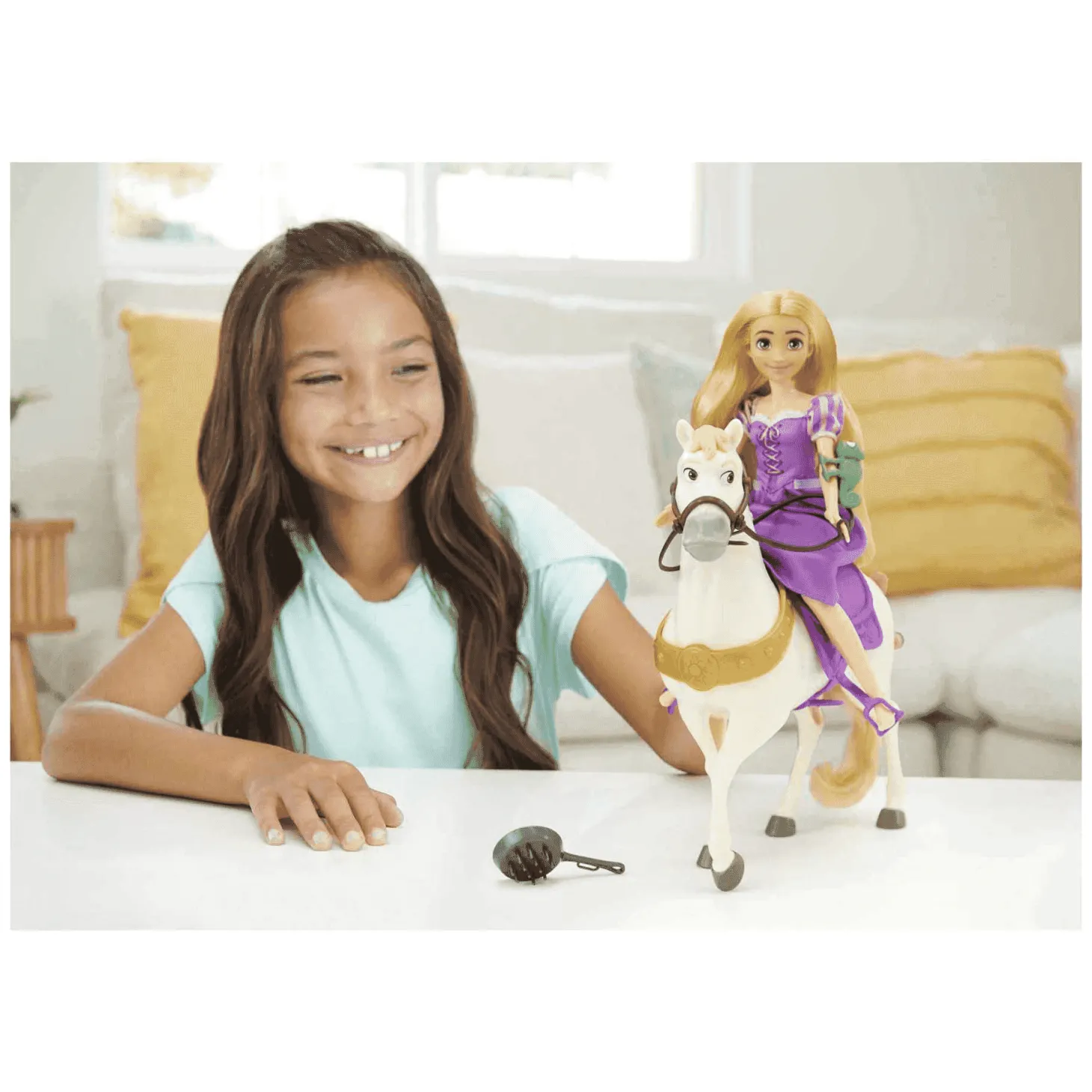 Disney Princess Rapunzel y Maximus Muñeca princesa con caballo de juguete 3 años (Mattel HLW23)