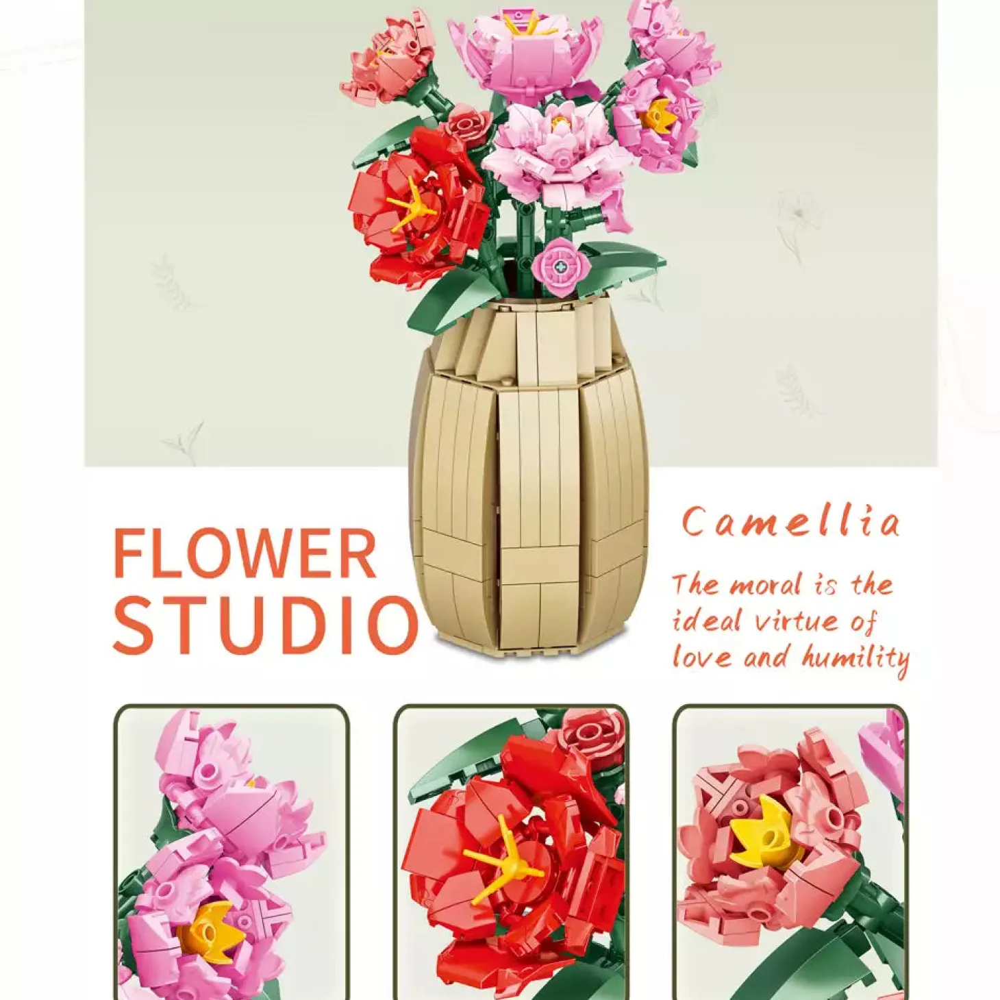 DIY Flores – Set de construcción 550 piezas flores decorativas (modelo Camelia)