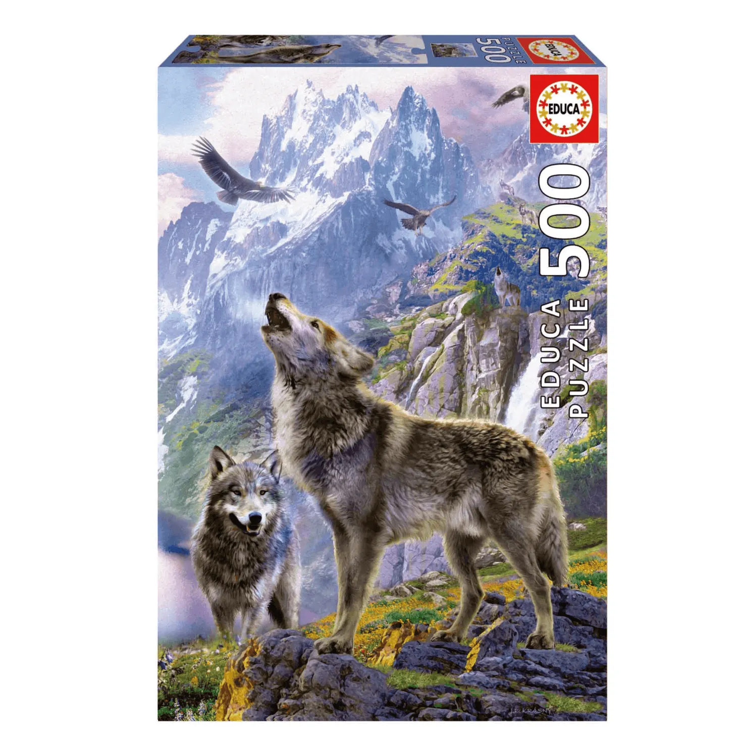 Educa Puzzle 500 Lobos En Las Rocas