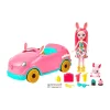 Enchantimals Bunnymóvil Muñeca Bree Bunny con coche rosa descapotable