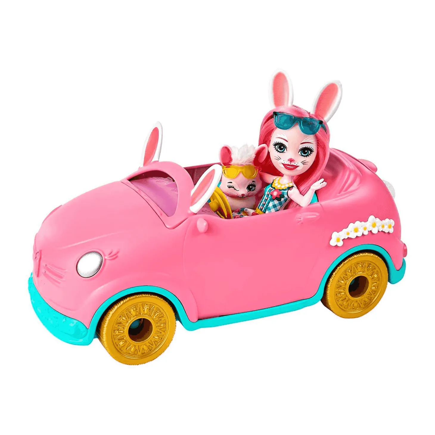 Enchantimals Bunnymóvil Muñeca Bree Bunny con coche rosa descapotable
