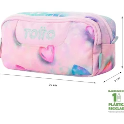 Estuche Totto Glitter Shiny Heart – Doble Compartimento