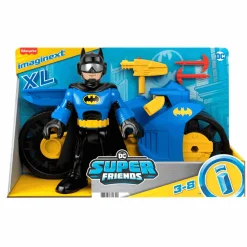 Fisher-Price Imaginext DC Super Friends Batman y moto XL Vehículo con figura, juguete +3 años (Matte