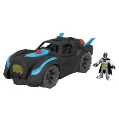 Fisher-Price Imaginext DC Super Friends Batmóvil Power Reveal Coche de juguete con luces ultraviolet