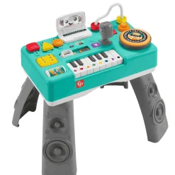 Fisher-Price Ríe y aprende Mesa de mezclas DJ musical Piano de juguete con actividades, luces y soni