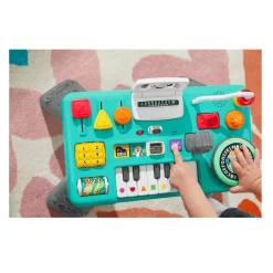 Fisher-Price Ríe y aprende Mesa de mezclas DJ musical Piano de juguete con actividades, luces y soni