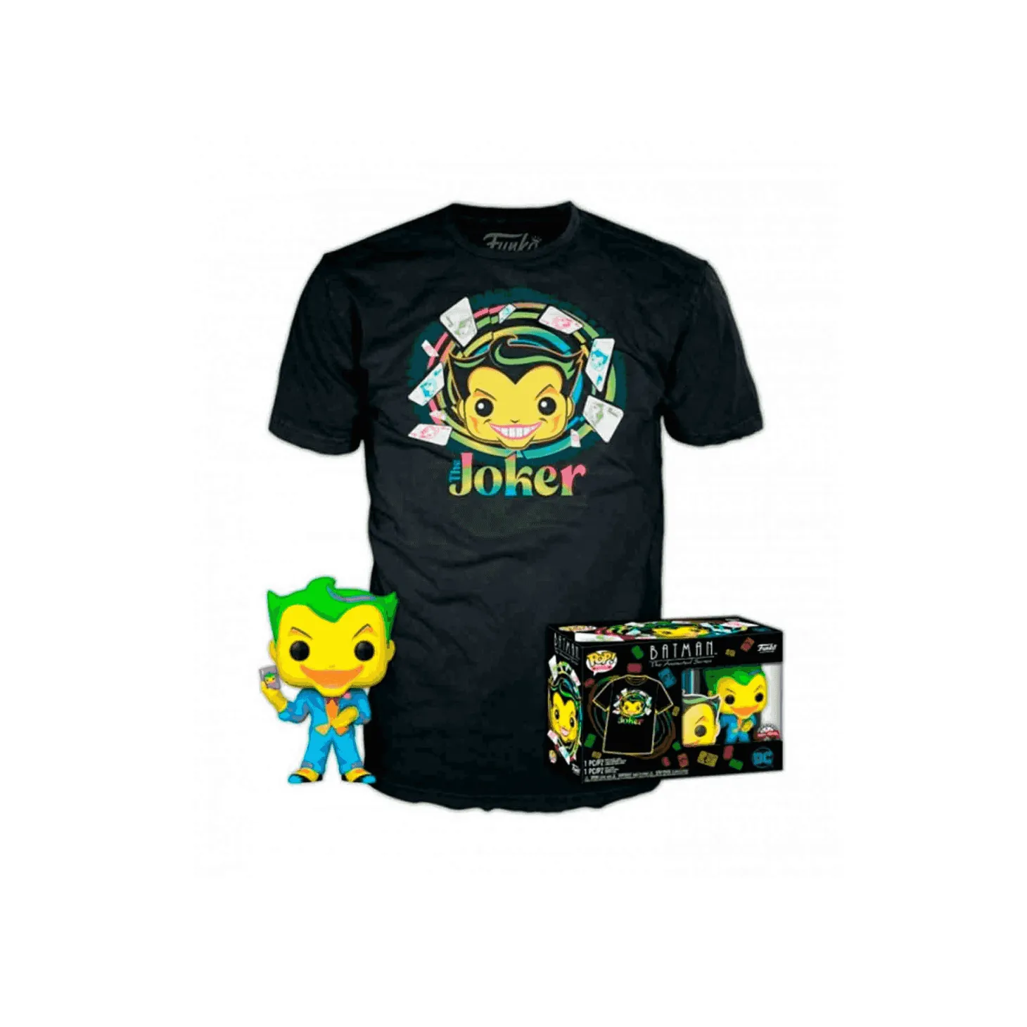 Funko Pop! & Tee Joker Blacklight: Completa tu colección con este set del villano de DC Comics. ¡Ide