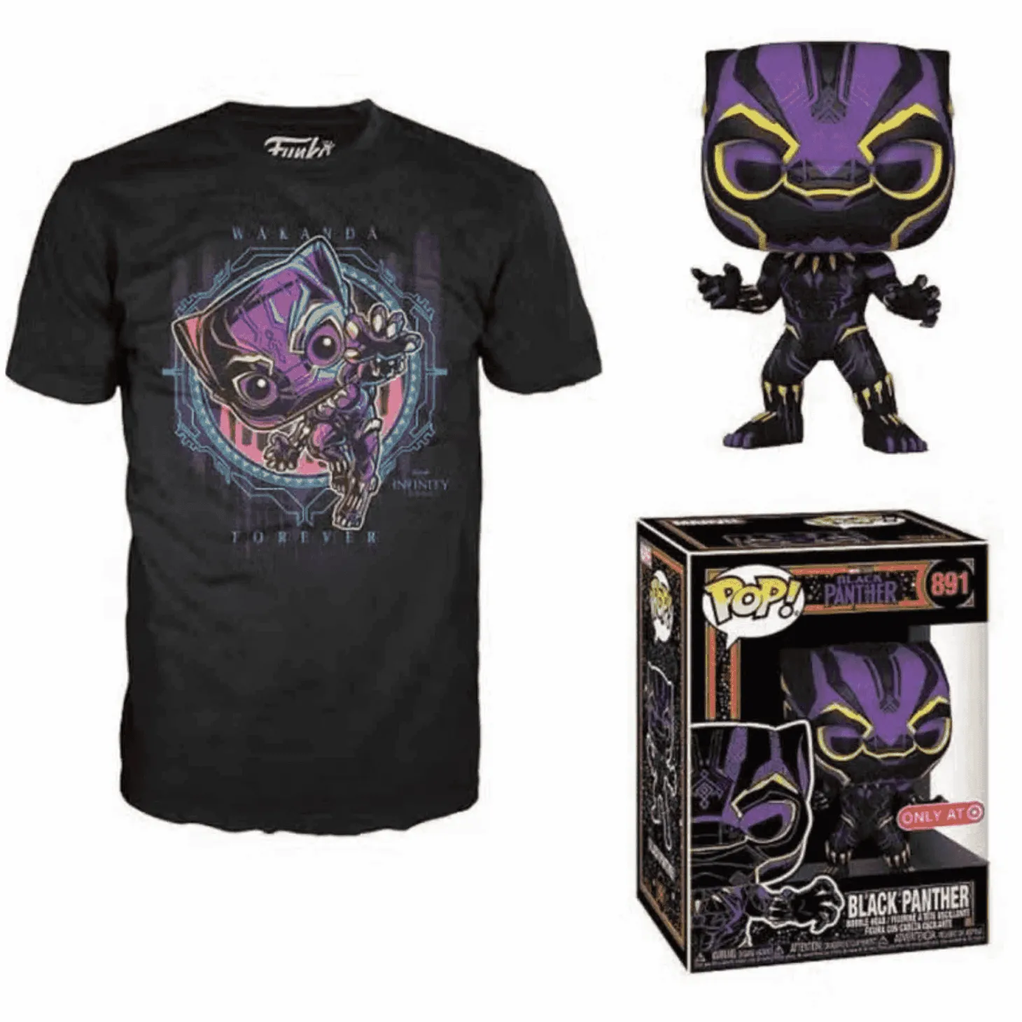 Funko Pop & Tee Marvel Blacklight Black Panther - ¡Ideal para fans y coleccionistas!