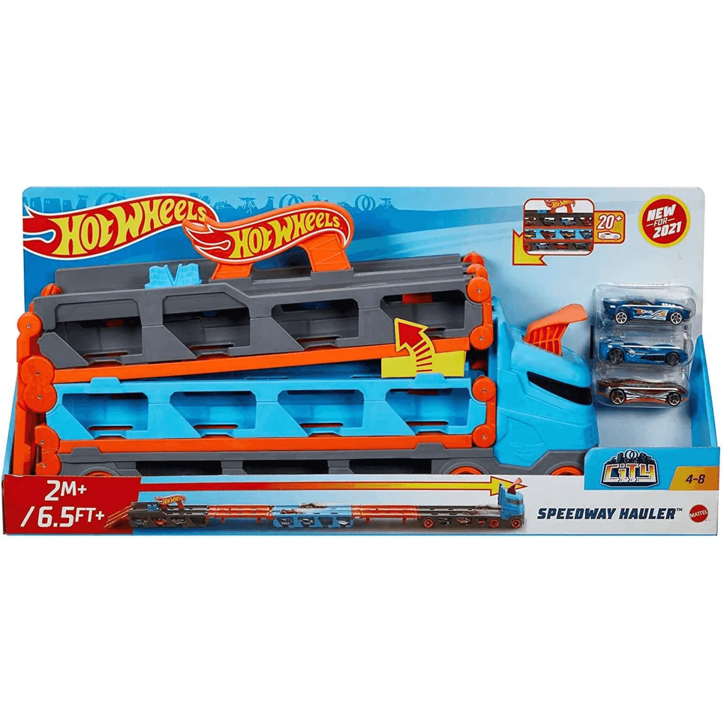 Hot Wheels Camión convertible en pista para coches de juguete 4 años