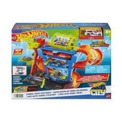 Hot Wheels City “Let´s Race - ¡a correr!” Netflix -Túnel de lavado con giros Pista para coches de ju