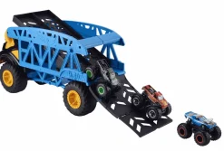 Hot Wheels Monster Trucks Camión Monster Mover Vehículo transportador de coches, incluye 3 coches de