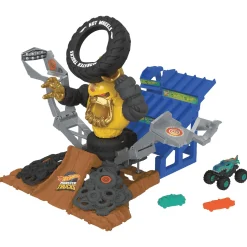 Hot Wheels Monster Trucks Arena Smashers Mega-Wrex contra Crushzilla Takedown con camión de juguete