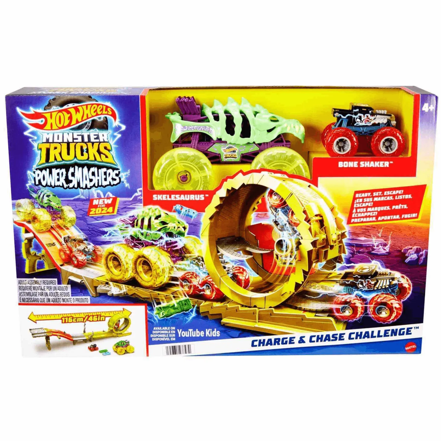 Hot Wheels Monster Trucks Carrera y Desafío Skelesaurus vs Bone Shaker