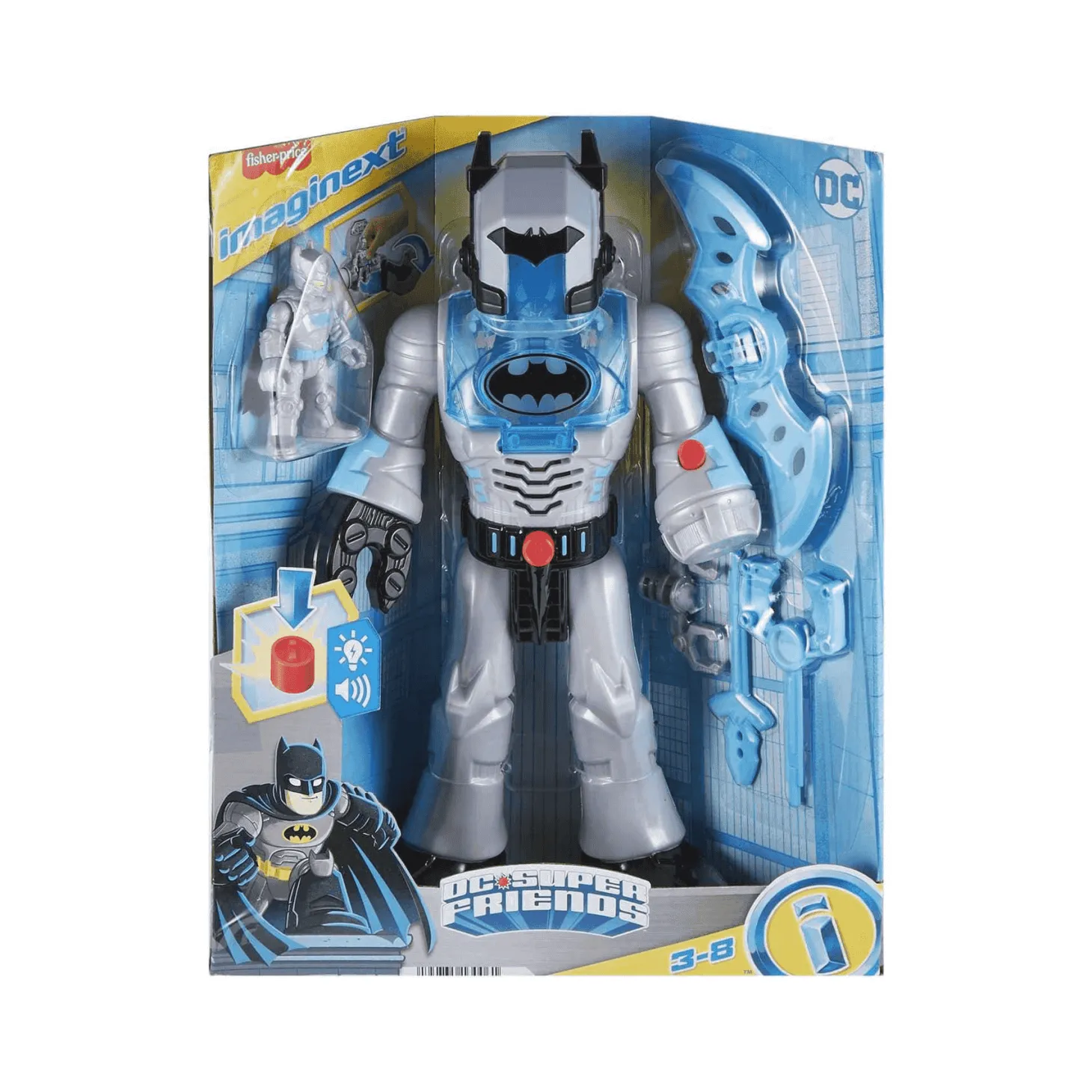 Imaginext DC Super Friends Batman azul Robot luces y sonidos 3 años