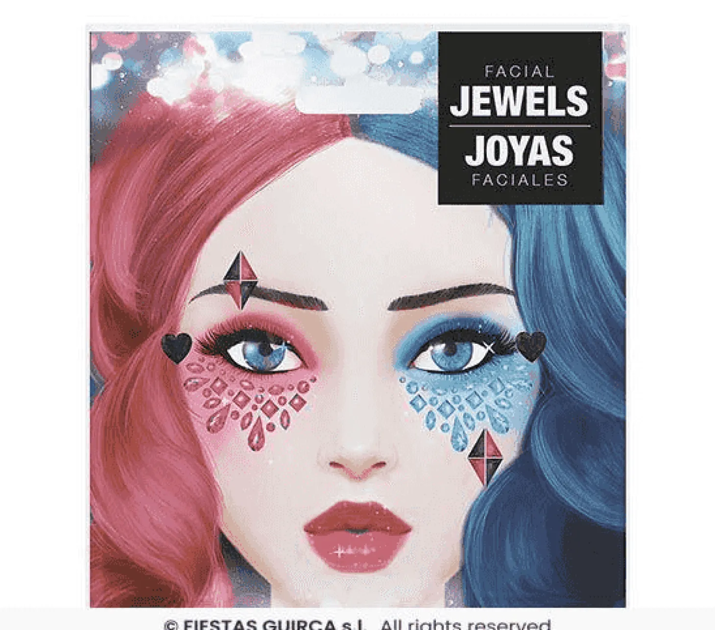 Joyas faciales adhesivas multicolor – Complemento de maquillaje para Halloween y disfraces