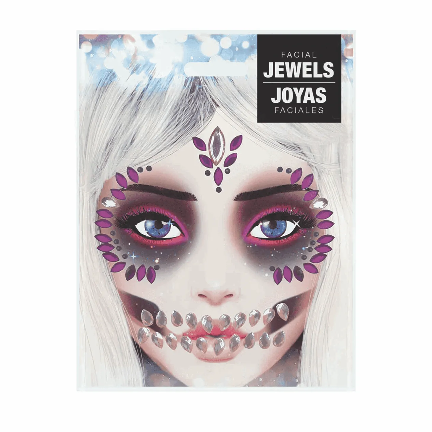 Joyas Faciales Adhesivas Calavera Lila