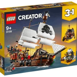 LEGO Creator 3en1 Barco Pirata 31109 – Set de construcción 3 en 1 con barco, taberna y calavera