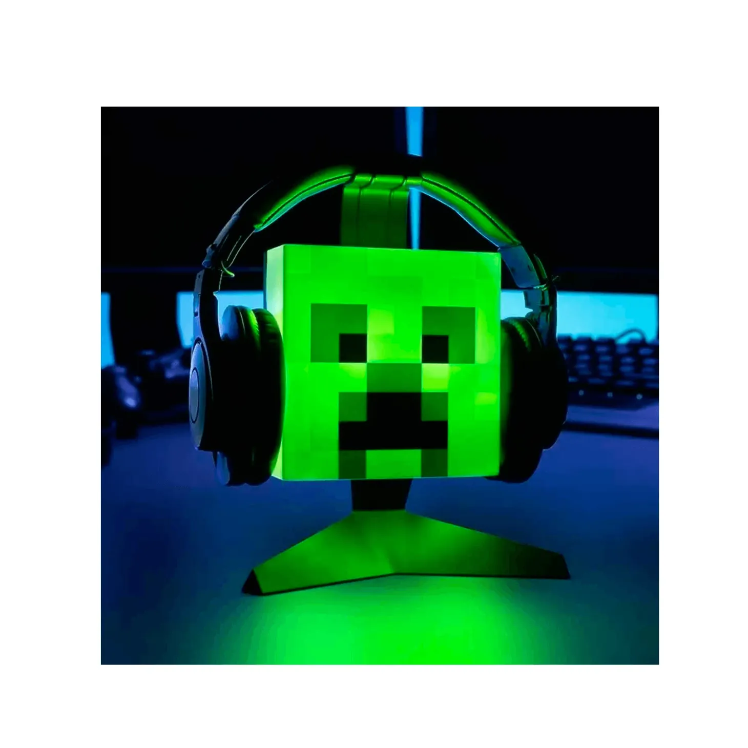 Lámpara Creeper con Soporte de Cascos Minecraft