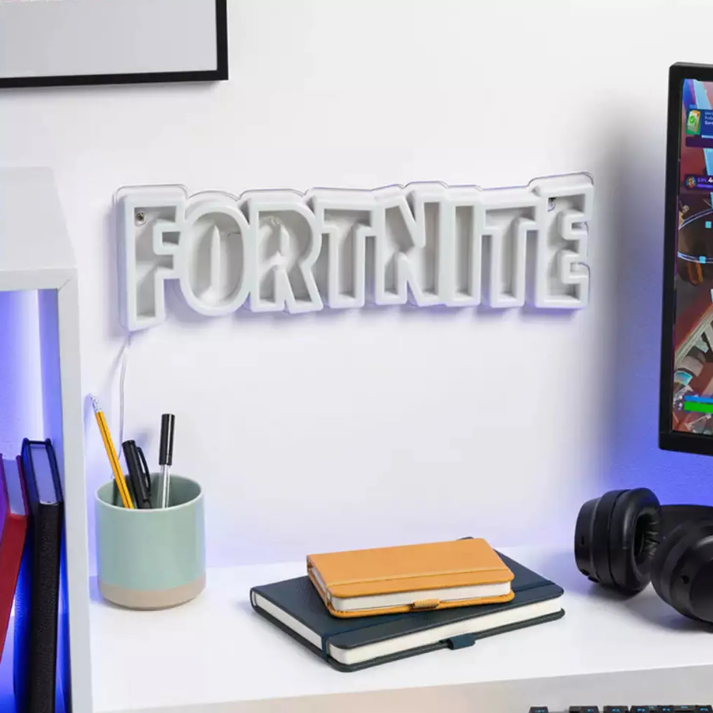 Lámpara LED neón Fortnite pared 40 cm