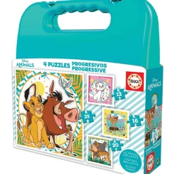 Maleta Progresivos Disney Animals 4 Puzzles 12 16 20 25 Piezas