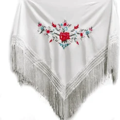 Mantón de Chulapa Blanco bordado para Disfraces pequeño
