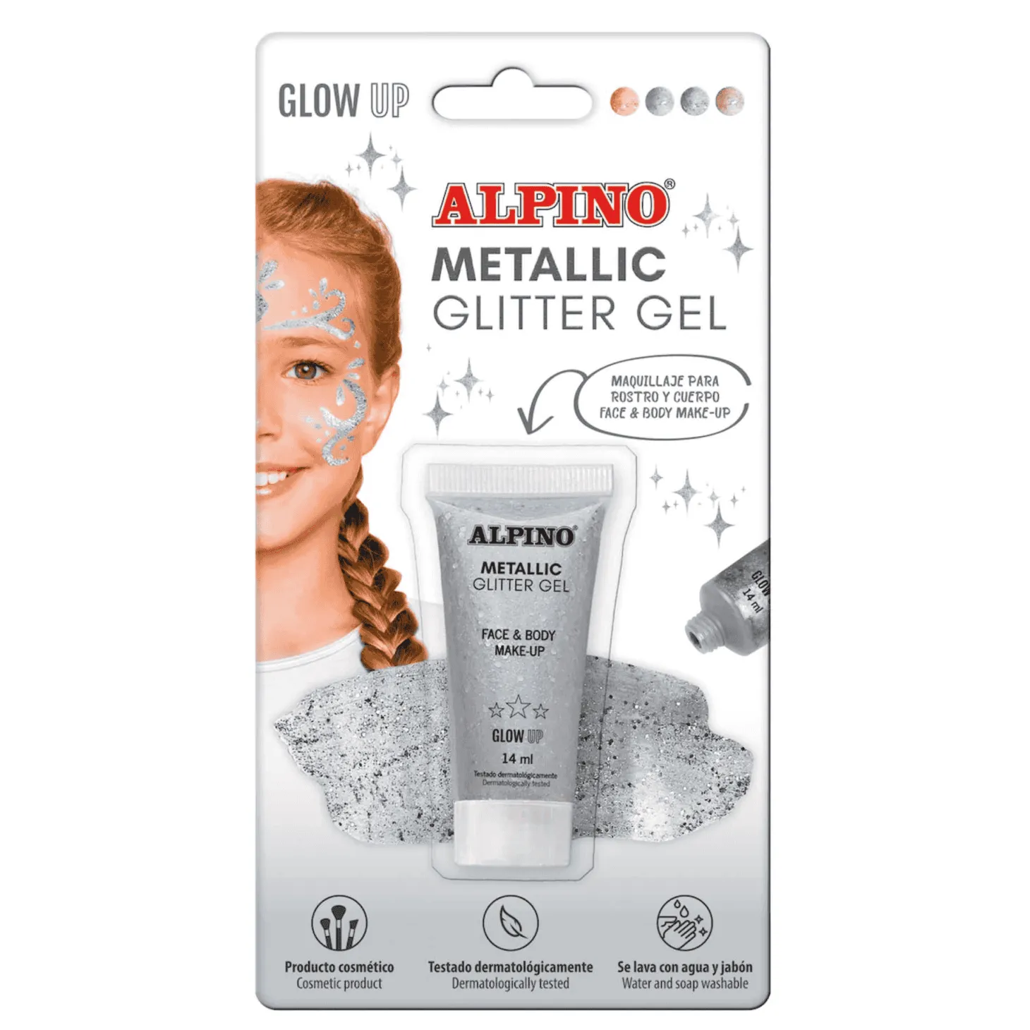 Maquillaje Gel Purpurina Metálico Plata Alpino