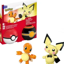Mega Bloques de construcción Pokémon Pack 2 pokeballs con personajes surtido - Juguete de Mega Pokém
